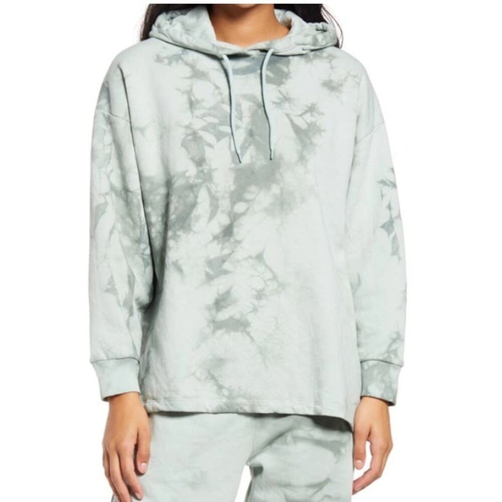 TOPSHOP Tie Dye Split Hem Hoodie in Green NWT in Medium